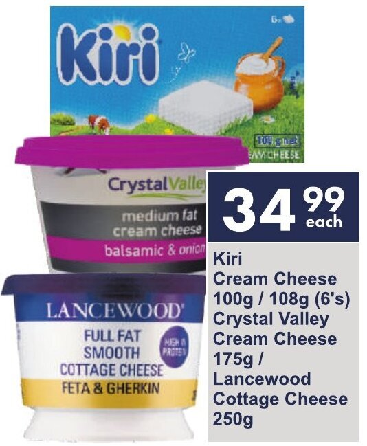 Kiri Cream Cheese 100g / 108g (6's) Crystal Valley Cream Cheese 175g