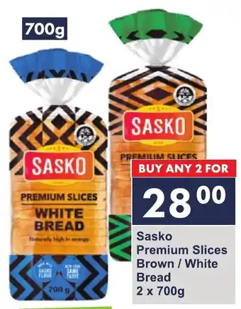 President Hyper Sasko Premium Slices Brown / White Bread 2x700g offer