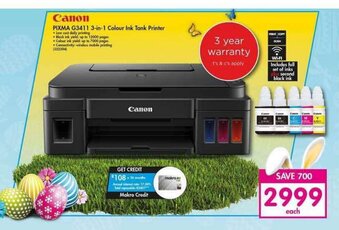 Canon PIXMA G3411 3-in-1 Colour Ink Tank Printer