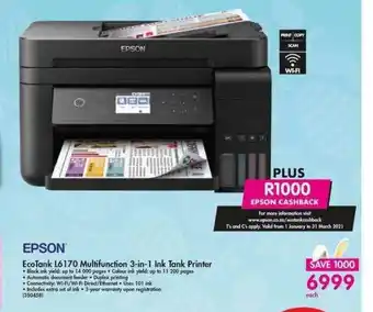 Makro Epson Ecotank 1.6170 Multifunction 3-in-1 Ink Tank Printer offer