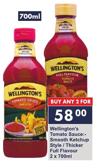 President Hyper Wellington's Tomato Sauce:- Smooth Ketchup Style / Thicker Full Flavour 2 x 700ml offer