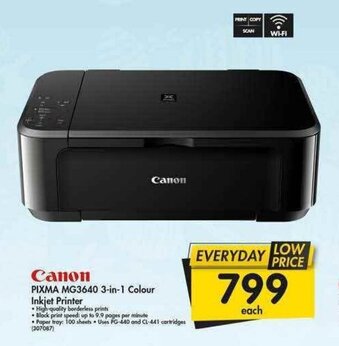 Makro Canon PIXMA MG3640 3-in-1 Colour Inkjet Printer offer