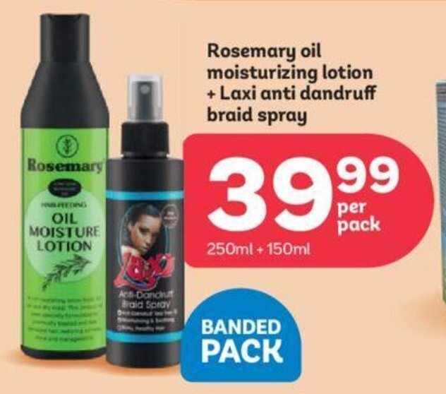 Rosemary oil moisturizing lotion + Laxi anti dandruff braid spray offer