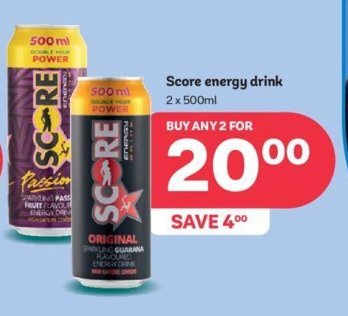 Score energy drink 2 x 500ml offer at PEP