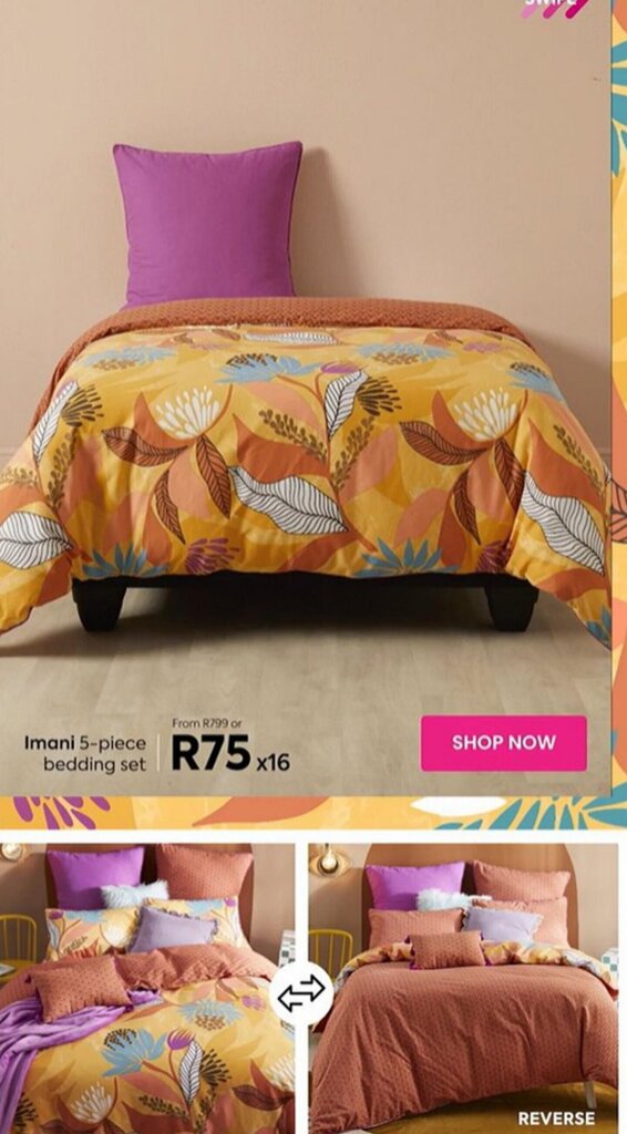 Imani 5piece bedding set offer at HomeChoice