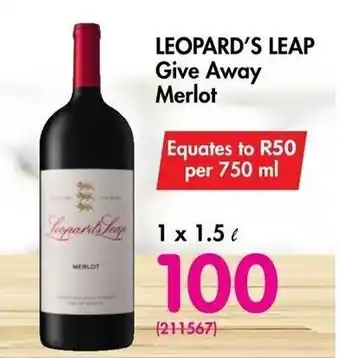 Makro’s liquor LEOPARD'S LEAP Give Away Merlot offer