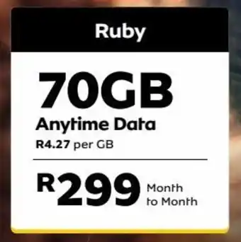 MTN MTN Mobile Internet SIM-only plan Ruby 70GB offer