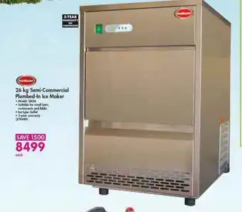 Makro Snomaster 26kg Semi-Commercial Plumbed-In Ice Maker 26kg Semi-Commercial Plumbed-In Ice Maker offer