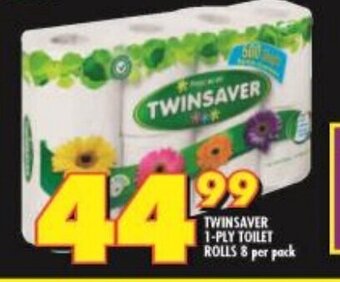 Shoprite TWINSAVER 1-PLY TOILET ROLLS 8 per pack offer