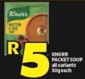 Shoprite KNORR PACKET SOUP all variants 50g each offer