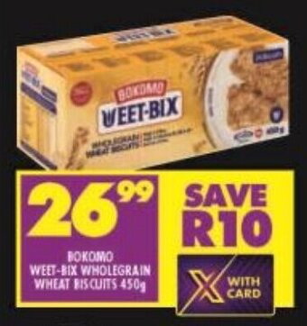 Shoprite BOKOMO WEET-BIX WHOLEGRAIN WHEAT BISCUITS 450g offer