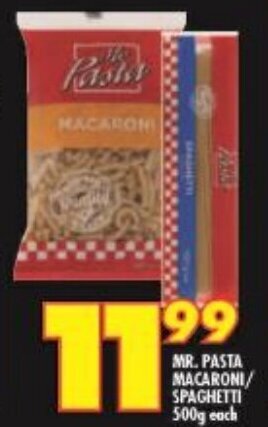 Shoprite MR. PASTA MACARONI/ SPAGHETTI 500g each offer