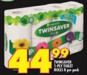 Shoprite TWINSAVER 1-PLY TOILET ROLLS 8 per pack offer