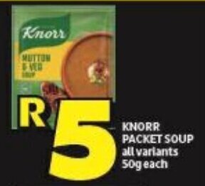 Shoprite KNORR PACKET SOUP all variants 50g each offer