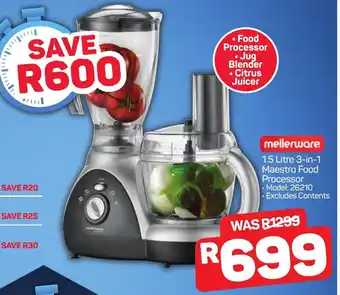 Pick n Pay mellerware 1.5 Litre 3-in-1 Maestro Food Processor offer