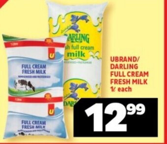 Usave UBRAND/ DARLING FULL CREAM FRESH MILK 1L each offer