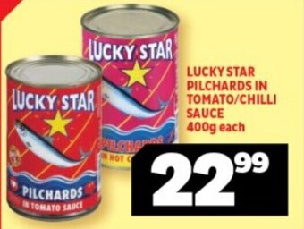 Usave LUCKY STAR PILCHARDS IN TOMATO/CHILLI SAUCE 400g each offer
