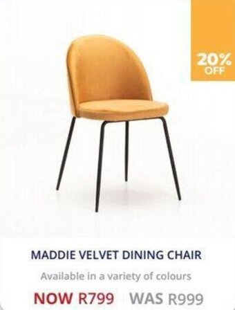 Decofurn MADDIE VELVET DINING CHAIR offer