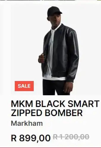 Markham Mkm black smart zipped bomber offer