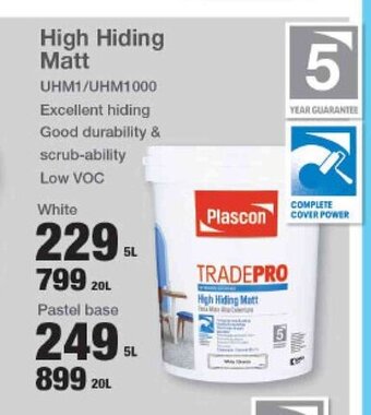 Mica Plascon High Hiding Matt White 5L offer