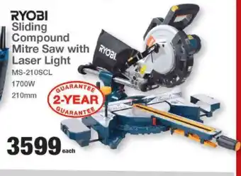 Mica Ryobi Sliding Compound Mitre Saw with Laser Light offer
