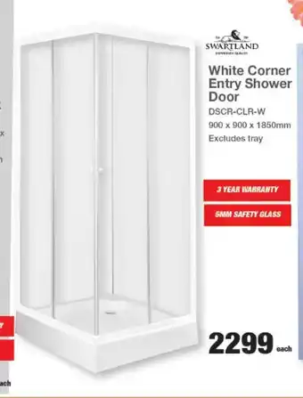 Mica Swartland White Corner Entry Shower Door offer