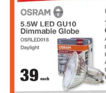 Mica OSRAM 5.5W LED GU10 Dimmable Globe offer