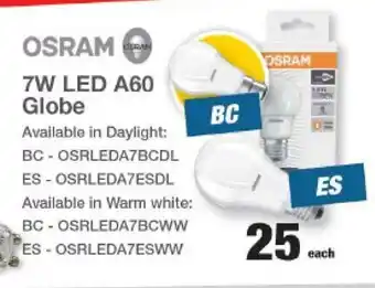 OSRAM 7W LED A60 Globe