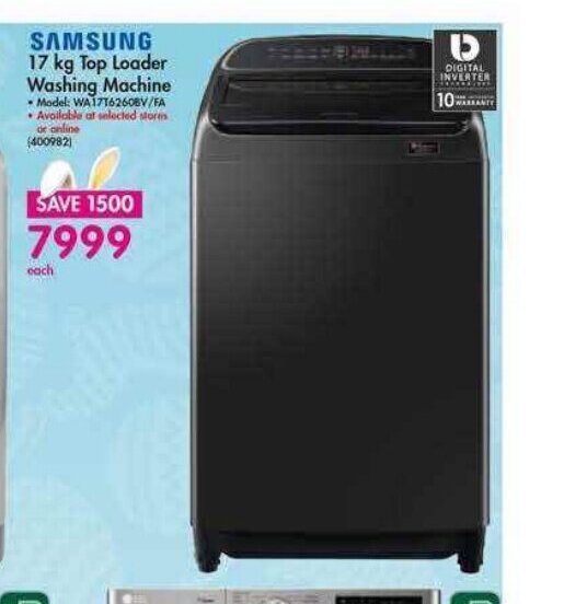 Samsung 17kg Top Loader Washing Machine offer at Makro