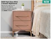 Builders Warehouse Bam high gloss mink 2 drawer nightstand offer