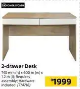 Builders Warehouse Home & kitchen 2-drawer desk 740mm (h) x 600m (w) x  1.2m(l) offer