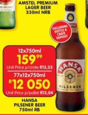 HANSA PILSENER BEER 750ml RB