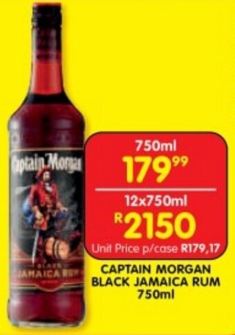 Shoprite CAPTAIN MORGAN BLACK JAMAICA RUM 750ml offer
