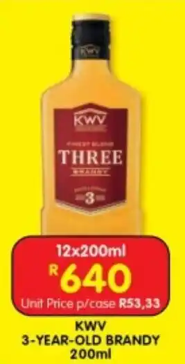 Shoprite KWV 3-YEAR-OLD BRANDY 200ml offer