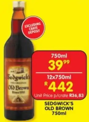 Shoprite SEDGWICK'S OLD BROWN 750ml offer