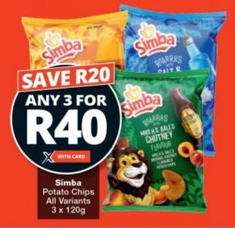Checkers Simba Potato Chips All Variants 3 x 120g offer