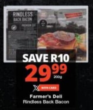 Checkers Farmer's Deli Rindless Back Bacon offer