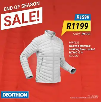 Decathlon Women's mountain trekking down jacket offer