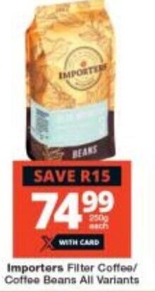Checkers Importers Filter Coffee/ Coffee Beans All Variants offer