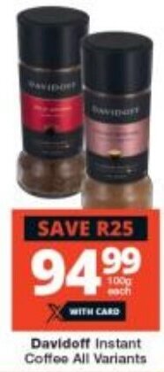 Checkers Davidoff Instant Coffee All Variants offer