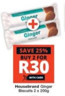 Checkers Housebrand Ginger Biscuits 2 x 200g offer