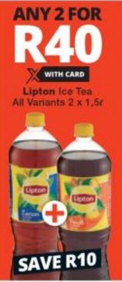Checkers Lipton Ice Tea All Variants 2 x 1.5L offer