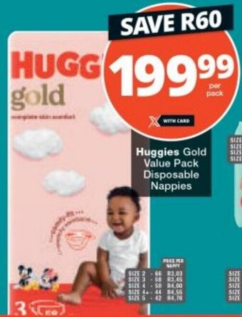 Checkers Huggies Gold Value Pack Disposable Nappies offer