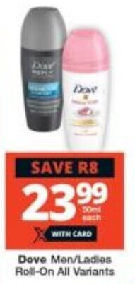 Checkers Dove Men/Ladies Roll-On All Variants offer