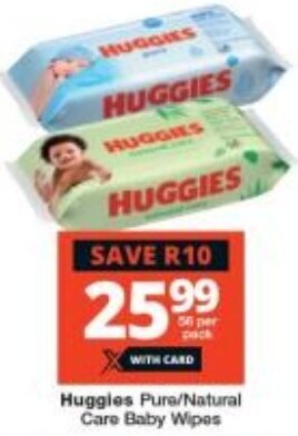 Checkers Huggies Pure/Natural Care Baby Wipes offer