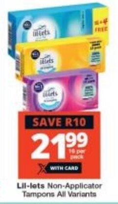 Checkers Lil-lets Non-Applicator Tampons All Variants offer