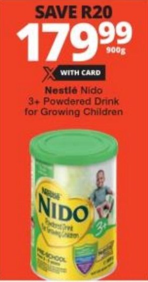 Checkers Nestlé Nido 3+ Powdered Drink for Growing Children offer