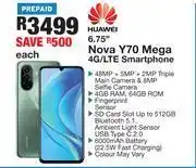 Huawei 6.75 nova y70 mega 4g/lte smartphone-each