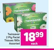 Game Twinsaver 2 ply facial tissues 180s assorted-each offer