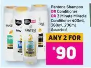Game Pantene shampoo or conditioner or 3 minute miracle conditioner 400ml, 360ml, 200ml assorted-for 2 offer
